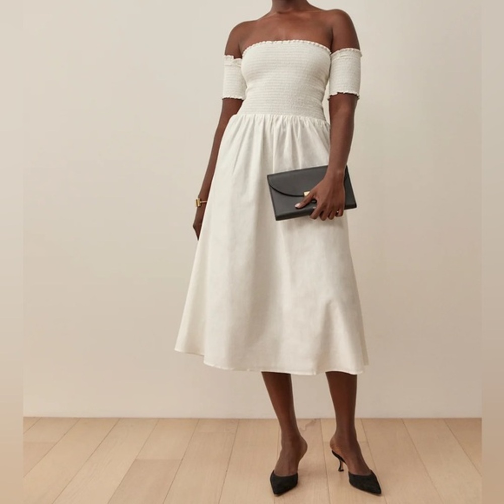 NWT Reformation Westley Midi Dress in White Size Large